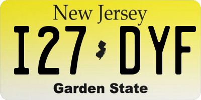 NJ license plate I27DYF