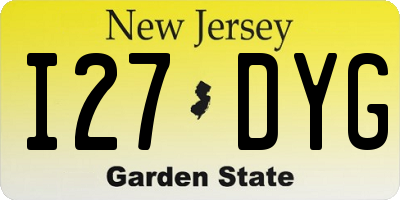 NJ license plate I27DYG