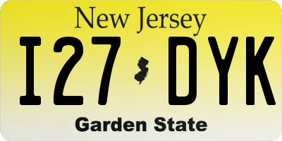 NJ license plate I27DYK