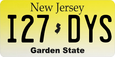NJ license plate I27DYS
