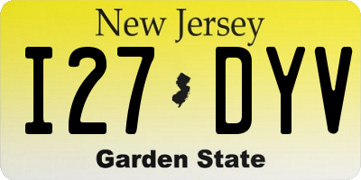 NJ license plate I27DYV