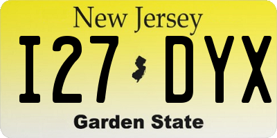 NJ license plate I27DYX