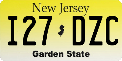 NJ license plate I27DZC