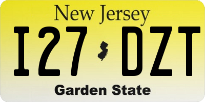 NJ license plate I27DZT
