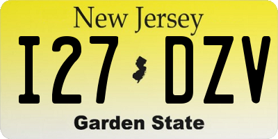 NJ license plate I27DZV