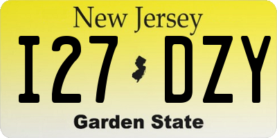 NJ license plate I27DZY