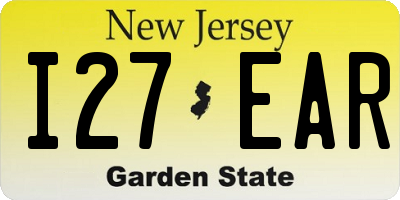 NJ license plate I27EAR