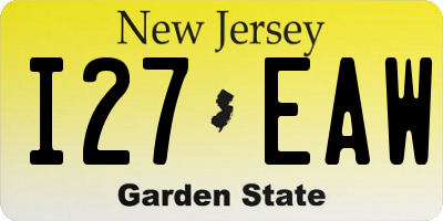 NJ license plate I27EAW