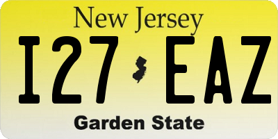 NJ license plate I27EAZ