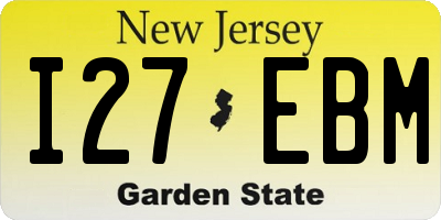 NJ license plate I27EBM