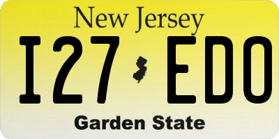 NJ license plate I27EDO
