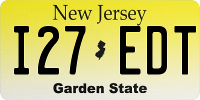 NJ license plate I27EDT