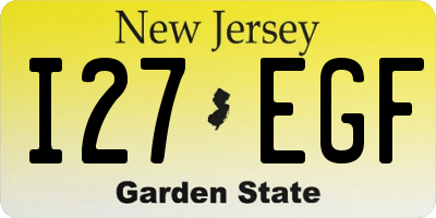 NJ license plate I27EGF
