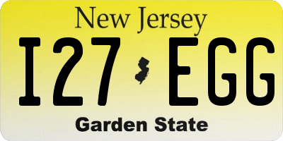 NJ license plate I27EGG