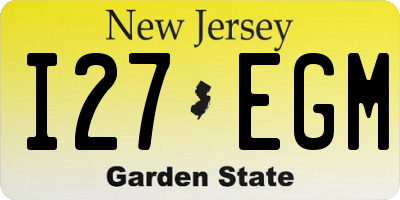 NJ license plate I27EGM