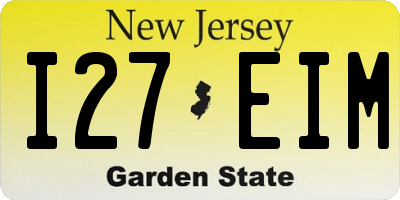 NJ license plate I27EIM