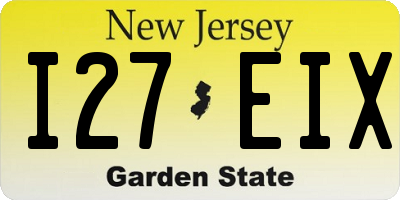 NJ license plate I27EIX
