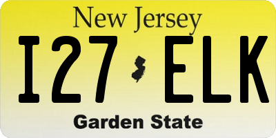 NJ license plate I27ELK
