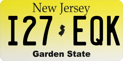 NJ license plate I27EQK