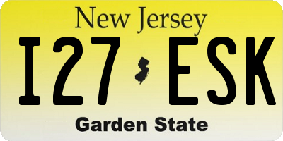 NJ license plate I27ESK