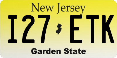 NJ license plate I27ETK