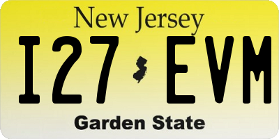 NJ license plate I27EVM