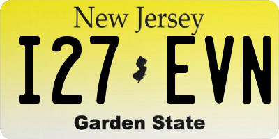NJ license plate I27EVN