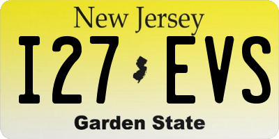 NJ license plate I27EVS