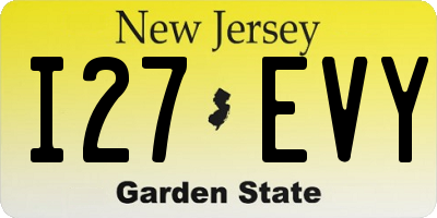 NJ license plate I27EVY