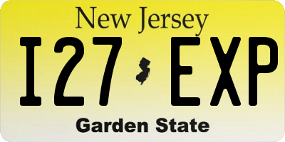 NJ license plate I27EXP