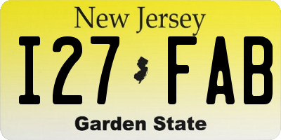 NJ license plate I27FAB