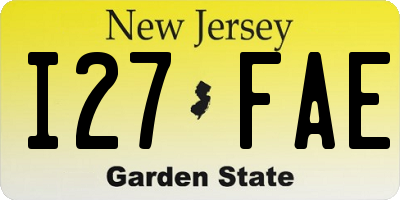 NJ license plate I27FAE