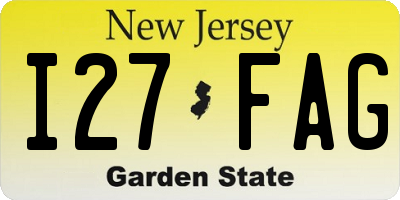 NJ license plate I27FAG