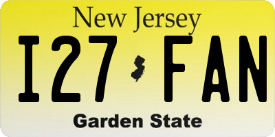 NJ license plate I27FAN