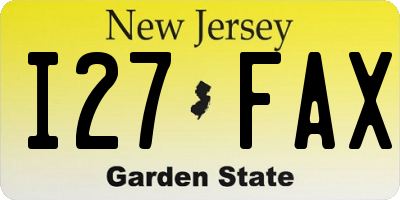 NJ license plate I27FAX