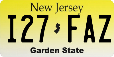 NJ license plate I27FAZ