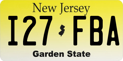NJ license plate I27FBA