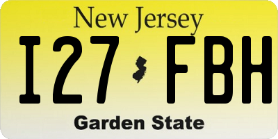 NJ license plate I27FBH