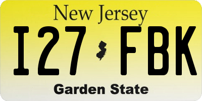 NJ license plate I27FBK