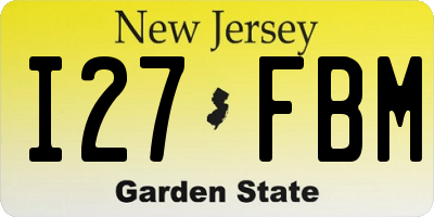 NJ license plate I27FBM