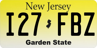 NJ license plate I27FBZ