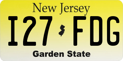 NJ license plate I27FDG