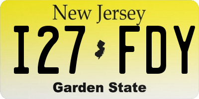 NJ license plate I27FDY