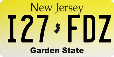 NJ license plate I27FDZ
