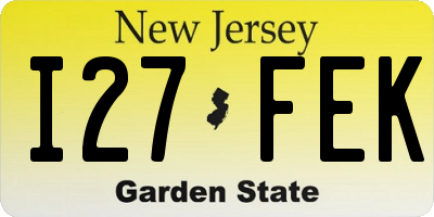 NJ license plate I27FEK