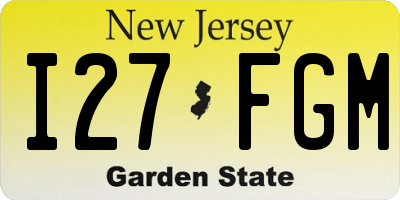 NJ license plate I27FGM