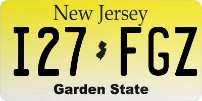 NJ license plate I27FGZ