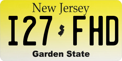 NJ license plate I27FHD
