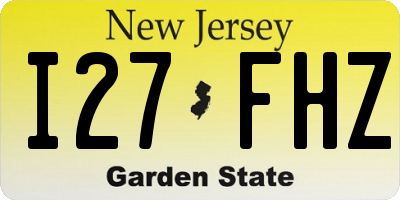 NJ license plate I27FHZ