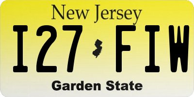 NJ license plate I27FIW